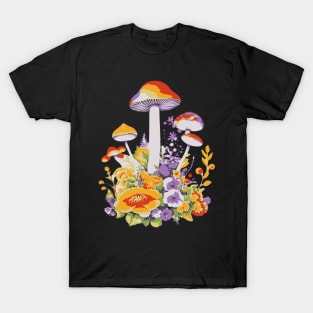 Cottagecore Mushrooms And Flowers T-Shirt